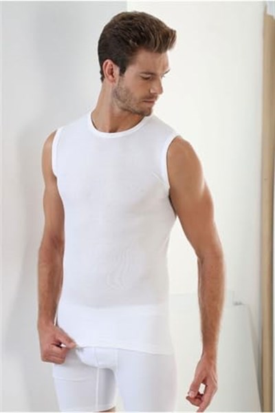 Arma Premium%100 Pamuklu Yuvarlak Yaka Kolsuz Erkek Beyaz Atlet 3lü Paket M gutieroNM-1141