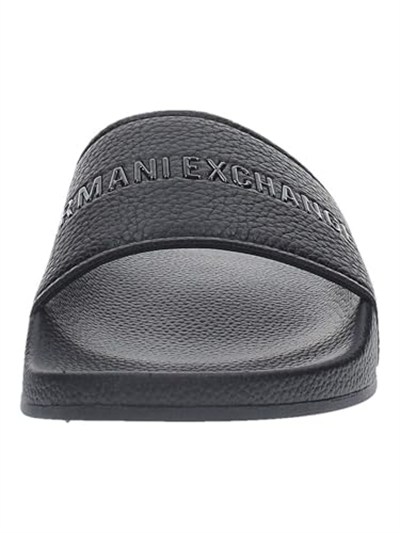 Armani Exchange Erkek banyo terliği, siyah, logolu