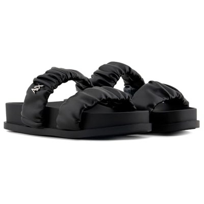 Armani Exchange Logolu Çift Bantlı Büzgü Detaylı Terlik Bayan TERLİK XDP062 XV926 00002