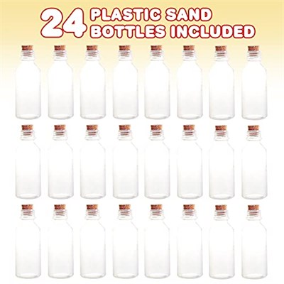 ArtCreativityTM Mantarlı Plastik Kum Sanatı Şişeleri - Kum Sanatı için 24-2 Oz Şeffaf Konteyner Paketi, Şişede Mesaj, Düğün Davetiyeleri, Çocuklar için Eğlenceli Sanat ve El Sanatları Malzemeleri - Ku