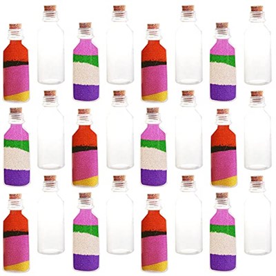 ArtCreativityTM Mantarlı Plastik Kum Sanatı Şişeleri - Kum Sanatı için 24-2 Oz Şeffaf Konteyner Paketi, Şişede Mesaj, Düğün Davetiyeleri, Çocuklar için Eğlenceli Sanat ve El Sanatları Malzemeleri - Ku