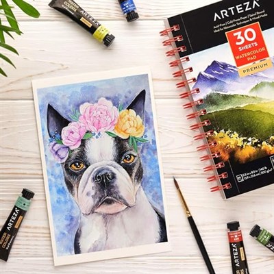 Arteza Sulu boya kağıdı boyama bloğu 3lü set, her sulu boya bloğu için 30 yaprak 13,9 cm x 21,6 cm, 300 g/m² soğuk preslenmiş asit içermeyen sulu boya kağıdı, sulu boya ve karışık medya için