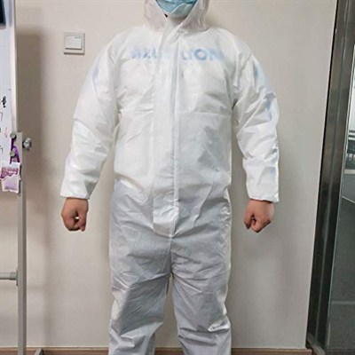 Artibetter 2 Adet Tek Kullanımlık Koruyucu Genel Kapüşonlu Fermuarlı Toz Geçirmez Antistatik Laboratuvar Tulumları Koruyucu İş Kıyafeti Kadın Erkek (Dokuma Olmayan Kumaş L Beyaz) 15x10.5cm