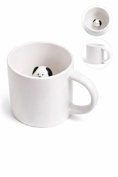 ARVALE Sürpriz Köpek Figürlü Seramik Kahve Kupası - Gizli Tasarım Mug Bardak