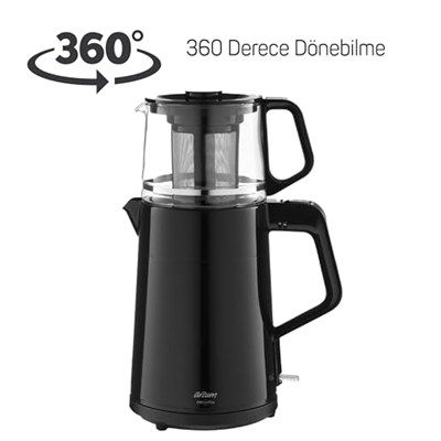 Arzum AR3134 Dreamtea Çay Makinesi 1 L Demlik Kapasitesi, Siyah