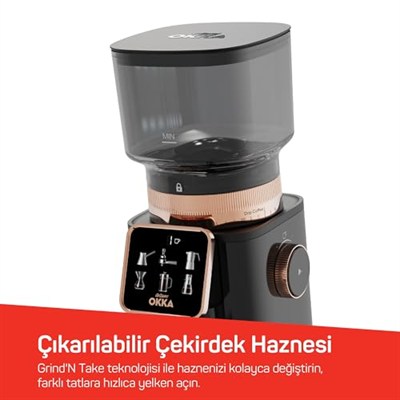 Arzum OK0044 Master Grind Kahve Öğütücü, 60 Öğütme Ayarlı, Dijital Ekranlı, Bakır