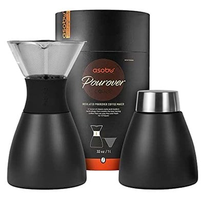 asobu Kahve makinesi, yalıtımlı, yakl. 90 ml, siyah çift duvarlı vakum, paslanmaz çelik filtre, 12 saate kadar sıcak tutar
