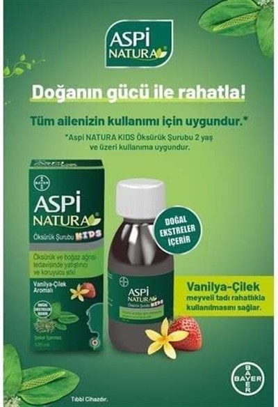 Aspi Natura Kids Öksürük Şurubu Vanilya & Çilek 120 mlSKR;09/2024