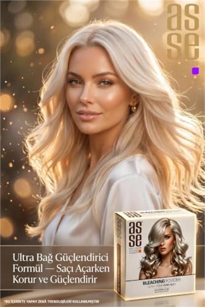 Asse Hair Colors For Professionals. Bleaching Powder - Ultra Yoğun Saç Renk Açıcı. Profesyonel Kullanım İçin. Ultra Bağ Güçlendirici Formülüyle 8 Tona Kadar Açma, Saçı Güçlendirir ve Korur