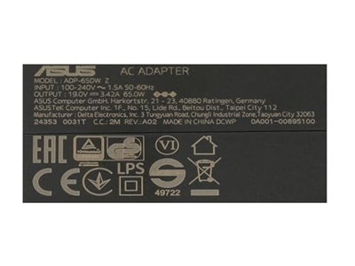 Asus 0A001-00441200 Orijinal şarj cihazı 65 Watt EU duvar fişi normal X201E, ZenBook UX52VS, UX301LA, UX302LA, UX310UQ, Transformer Book T300LA, VivoBook Max X441UV için