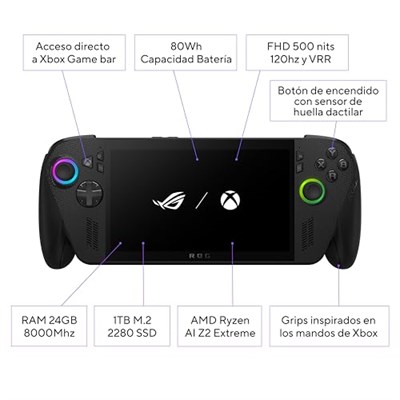 ASUS ROG Xbox Ally X taşınabilir oyun konsolu (17,8 cm (7 inç) Full HD, 120 Hz (AMD Ryzen Z2 Extreme, 24 GB RAM, 1 TB SSD, 80 Wh pil, Windows 11, oyun kartı dahil) siyah