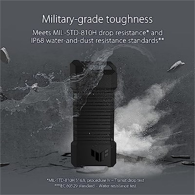 ASUS TUF Gaming AS1000 1TB Taşınabilir SSD— Sıvı ve Toz Koruması IP68, MIL-STD-810H, NTI Backup Now EZ software hediyeli - USB3.2 GEN2 Tip-C (10 Gbps), USB-Cden Cye kablo