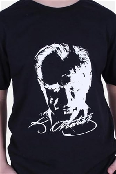 Atatürk Baskılı Atatürk Imzalı Unisex Çocuk T-shırt