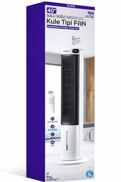 Auhma ACFN07 70W Sulu Soğutucu Kule Tipi Vantilatör - 3L Su Tankı, Uzaktan Kumandalı, LED Ekranlı