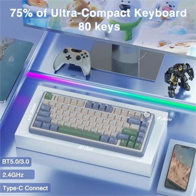 Aula F75 Mekanik RGB TKL Reaper Switch Kablosuz Makrolu Hot Swap Klavye Pastel