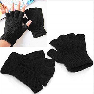Auleset Parmaksız Eldiven, Kış El Isıtıcı Eldivenler, Unisex Siyah Streç Örme Eldiven