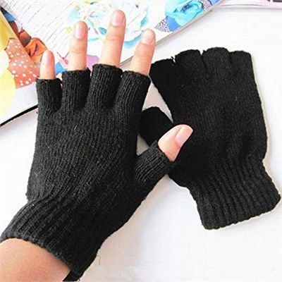 Auleset Parmaksız Eldiven, Kış El Isıtıcı Eldivenler, Unisex Siyah Streç Örme Eldiven