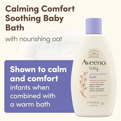 Aveeno Baby Bebek Sakin Rahat Banyo & Yıkama Rahatlatıcı Lavanta & Vanilya Kokusu ve Doğal Yulaf Özü, Hipoalerjenik ve Yırtılmaz Formül, Paraben-, Ftalat ve Sabunsuz, 8 ml