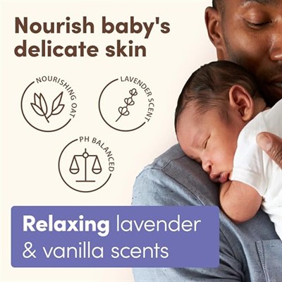 Aveeno Baby Bebek Yatıştırıcı Rahat Nemlendirici Losyon, Rahatlatıcı Lavanta ve Vanilya Kokusu, Yağsız Vücut Losyonu, Doğal Yulaf ezmesi ve Dimetikon, Paraben ve Ftalat İçermez, 18 fl. Oz