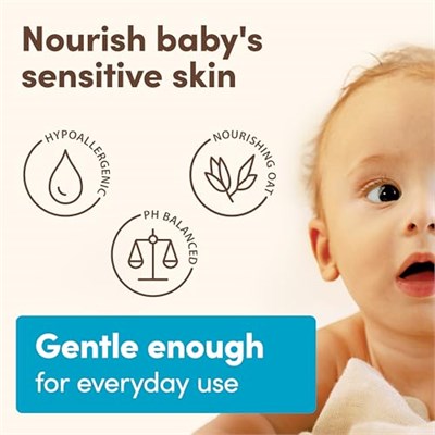 Aveeno Baby Günlük Nem Yumuşak Vücut Yıkama ve Şampuan Yulaf Özlü, 2si 1 Arada Bebek Banyosu Yıkama ve Saç Şampuanı, Yırtılmaz ve Paraben İçermez, Saç ve Hassas Ciltler için, Hafif Kokulu, 8 ml