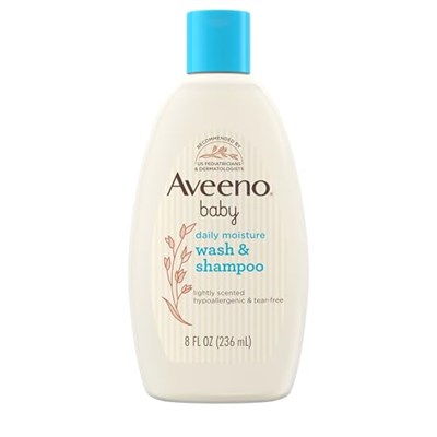 Aveeno Baby Günlük Nem Yumuşak Vücut Yıkama ve Şampuan Yulaf Özlü, 2si 1 Arada Bebek Banyosu Yıkama ve Saç Şampuanı, Yırtılmaz ve Paraben İçermez, Saç ve Hassas Ciltler için, Hafif Kokulu, 8 ml