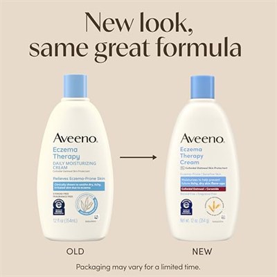 Aveeno Egzama Terapisi Günlük Nemlendirici Krem Hassas Ciltler için, Koloidal Yulaf ezmesi ile Kuru, Kaşıntılı ve Tahriş Olmayan Ciltler için, Steroidsiz ve Kokusuz, 12 ml