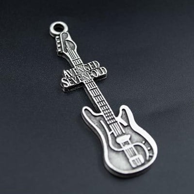 Avenged Sevenfold Elektro Gitar Deri ip Kolye - Gümüş Kaplama - Kadın Erkek Kolye - No:1048
