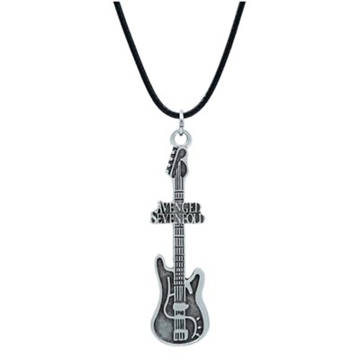 Avenged Sevenfold Elektro Gitar Deri ip Kolye - Gümüş Kaplama - Kadın Erkek Kolye - No:1048