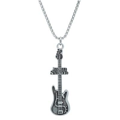 Avenged Sevenfold Elektro Gitar Örme Zincir Kolye - Gümüş Kaplama - Erkek Kadın Kolye - No:1562
