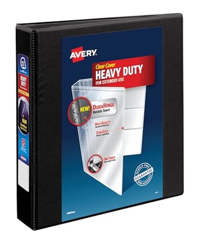 Avery Sağlam EZD Halkalı Klasör, 3 Halka, 3,8 cm Halka Genişliği, 21,6 x 27,9 cm Kağıt İçin, Siyah (79695) - Seçenekler: 0.5