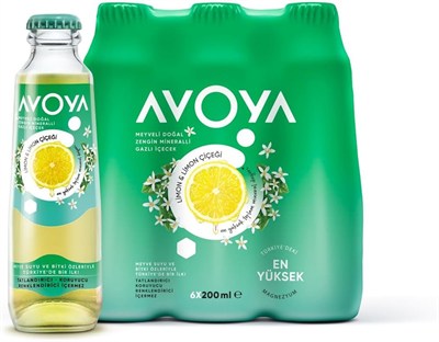 Avoya Meyveli Limon & Limon Çiçeği Doğal Zengin Mineralli Gazlı İçecek Şişe 6 x 200 ml