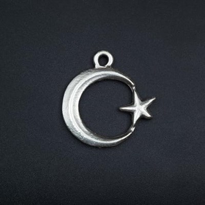 Ay Yıldız Örme Zincir Kolye - Gümüş Kaplama - Erkek Kadın Kolye - No:1585