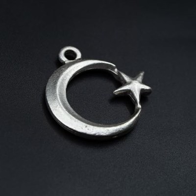 Ay Yıldız Örme Zincir Kolye - Gümüş Kaplama - Erkek Kadın Kolye - No:1585