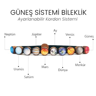 Ayarlanabilir Güneş Sistemi Bileklik, Kadınlar ve Erkekler için Unisex Gezegen Bileklik, Dokuma Kordon Bileklik