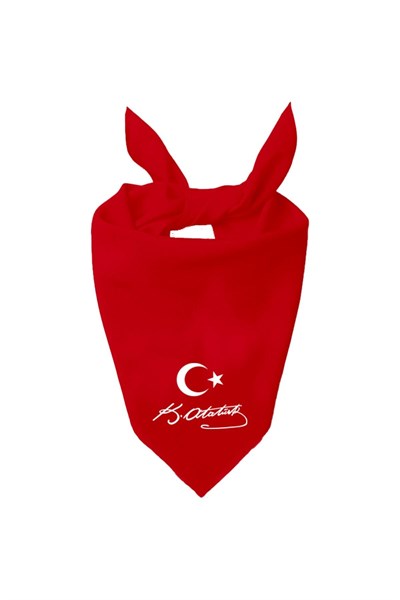 Ayyıldız Ve K.Atatürk Imzalı Tasarım Tek Renk Fular