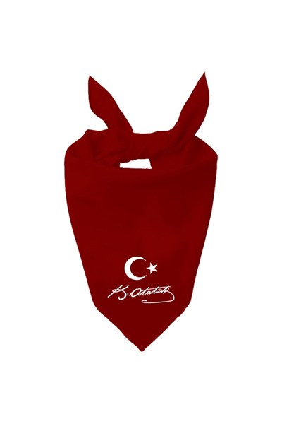 Ayyıldız Ve K.Atatürk Imzalı Tasarım Tek Renk Fular