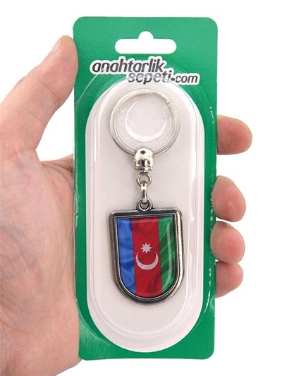 Azerbaycan Bayrak Arma Modeli Damla Anahtarlık