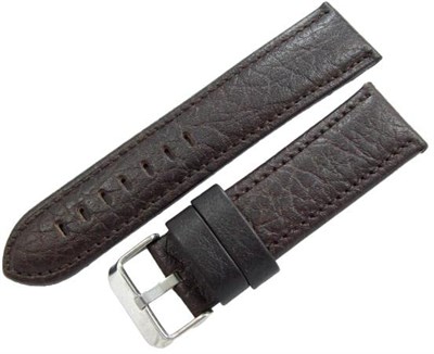 Azzuro Deri Saat Kordonu 24mm Koyu Kahverengi Kayış Çatlak Desen