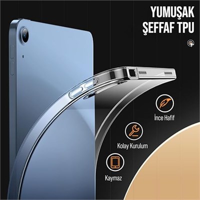 Babilden APPLE ile uyumlu 11 inç iPad (A16) / iPad Air 10.9 inç/iPad 10.Nesil 10.9 Kılıf Şeffaf Silikon Arka Kapak