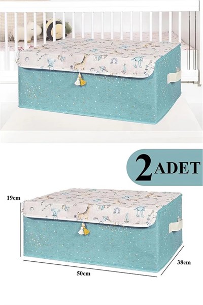 Baby Çok Amaçlı Kapaklı Kutu Düzenleyici 50x38x19 cm, Mavi BABYKUTU5038192