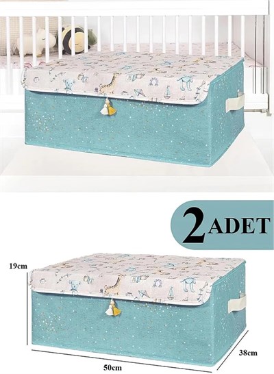 Baby Çok Amaçlı Kapaklı Kutu Düzenleyici 50x38x19 cm, Mavi BABYKUTU5038192