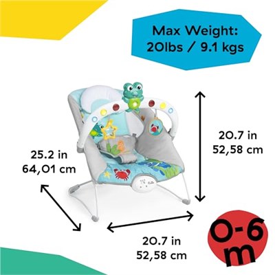 Baby Einstein Ocean Explorers Müzikal Zıpzıp Yenidoğan Koltuğu, Kick To It Neptune, Üniseks, 0-6 Ay, 9 Kg’a Kadar