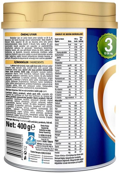 Baby Goat Keçi Sütü Maması 3 Numara 400 gr No_color 3