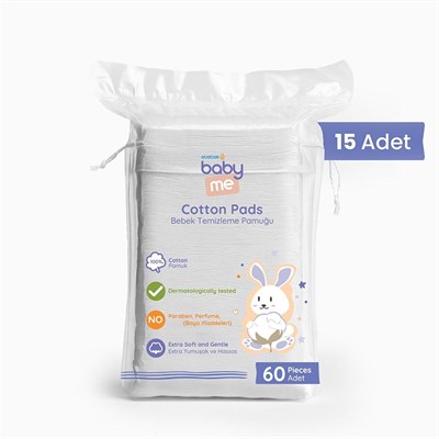 baby me Bebek Temizleme Pamuğu 15x60 adet