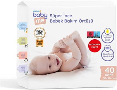 Baby Me Süper İnce Alt Değiştirme Örtüsü 60x90 cm 40 Adet