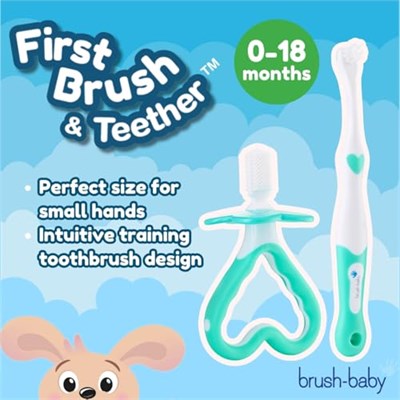 Baby Sonic Brush-Baby İlk Diş Fırçası ve Diş Kaşıyıcı Set, Bebeğinizin İlk Ağız Bakım Seti