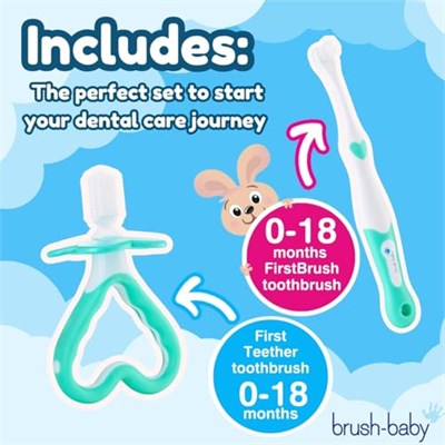 Baby Sonic Brush-Baby İlk Diş Fırçası ve Diş Kaşıyıcı Set, Bebeğinizin İlk Ağız Bakım Seti