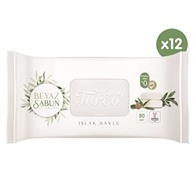 Baby Turco Beyaz Sabun Kokulu Islak Havlu 1080 Yaprak (12 x 90)