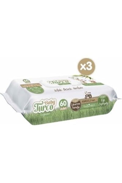 Baby Turco Doğadan Islak Bebek Havlusu, 3lü paket, 180 Yaprak