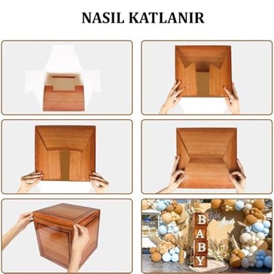 Baby Yazılı Ahşap Konsept Baby Shower Dekorasyon Kutu Set